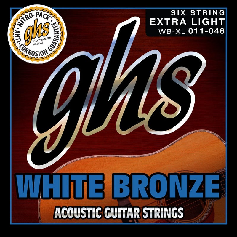 GHS Strings WB-XL White Bronze Acoustic Guitar Strings, Extra Light (11-48) - Image 1